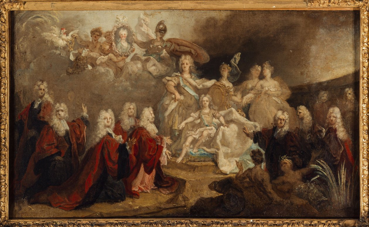 Allegória XV. Lajos eljegyzéséről a spanyolországi Marie-Anne-Victoire infánsnővel (1722), 1722-ben (olaj, vászon) alkotó: Nicolas de (workshop) Largilliere