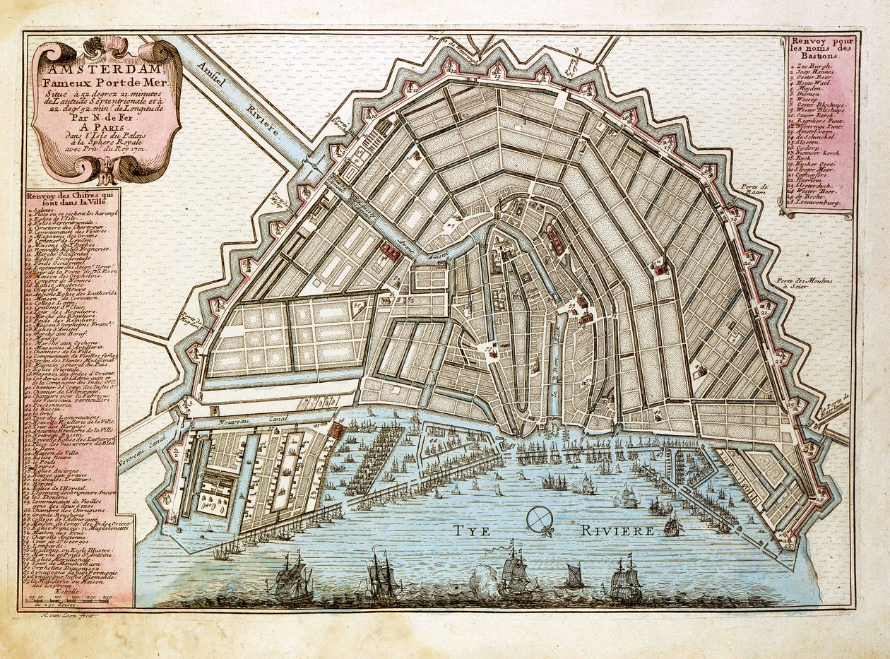 Amszterdam térképe. Nicolas de Fer (1646-1720) atlasza, Párizs 1700. alkotó: Nicolas de Fer