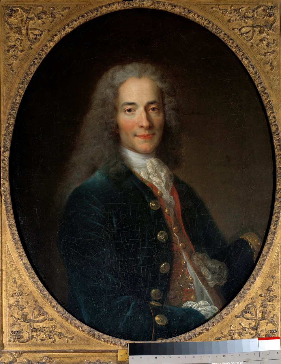 Francois Marie Arouet dit Voltaire (1694-1778) portréja 24 évesen Nicolas de Largilliere (1656-1746) festménye 1718 V. 0,8 x 0,65 m - Voltaire (1694-1778) Francois Marie Arouet portréja 24 évesen. Nicolas de Largi festménye alkotó: Nicolas de Largillière