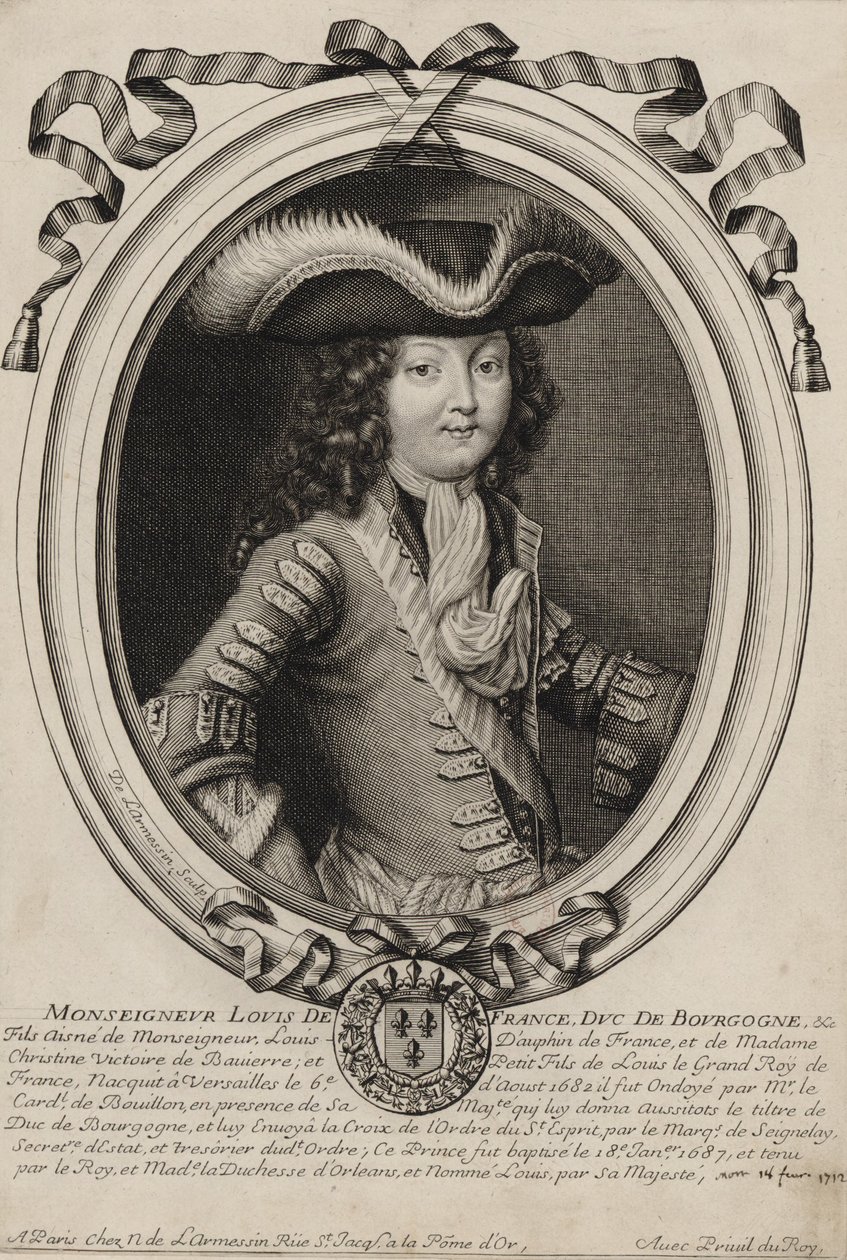 Lajos, Burgundia hercegének (1682-1712) vésett portréja alkotó: Nicolas de Larmessin