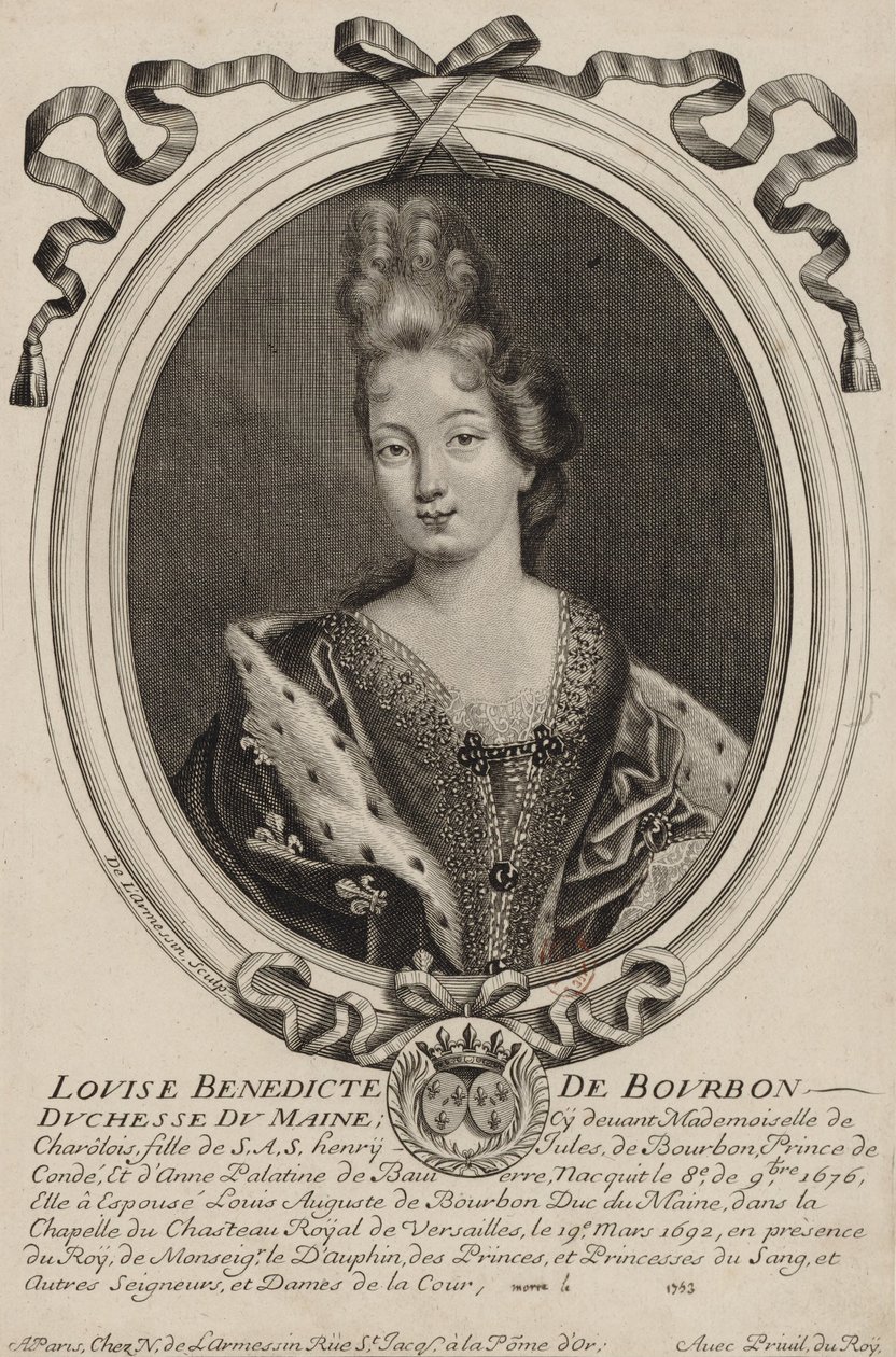 Louise Bénédicte de Bourbon (Maine hercegnője) metszete, készítette Nicholas de Larmessin, Párizs, 1690 körül. alkotó: Nicolas de Larmessin