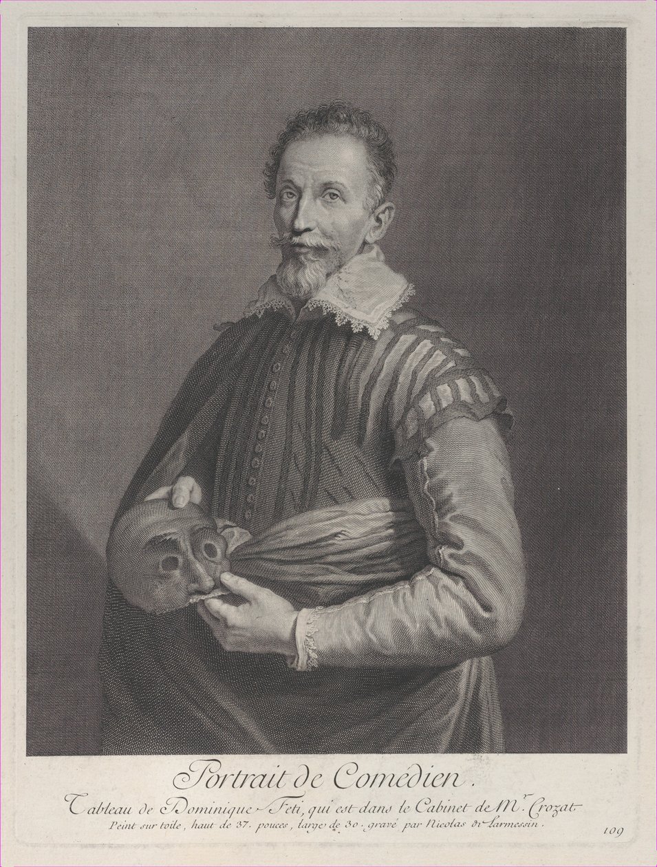 Komikus portréja: Francesco Andreini álarcos portréja, 1729-40., 1729-40. alkotó: Nicolas de Larmessin