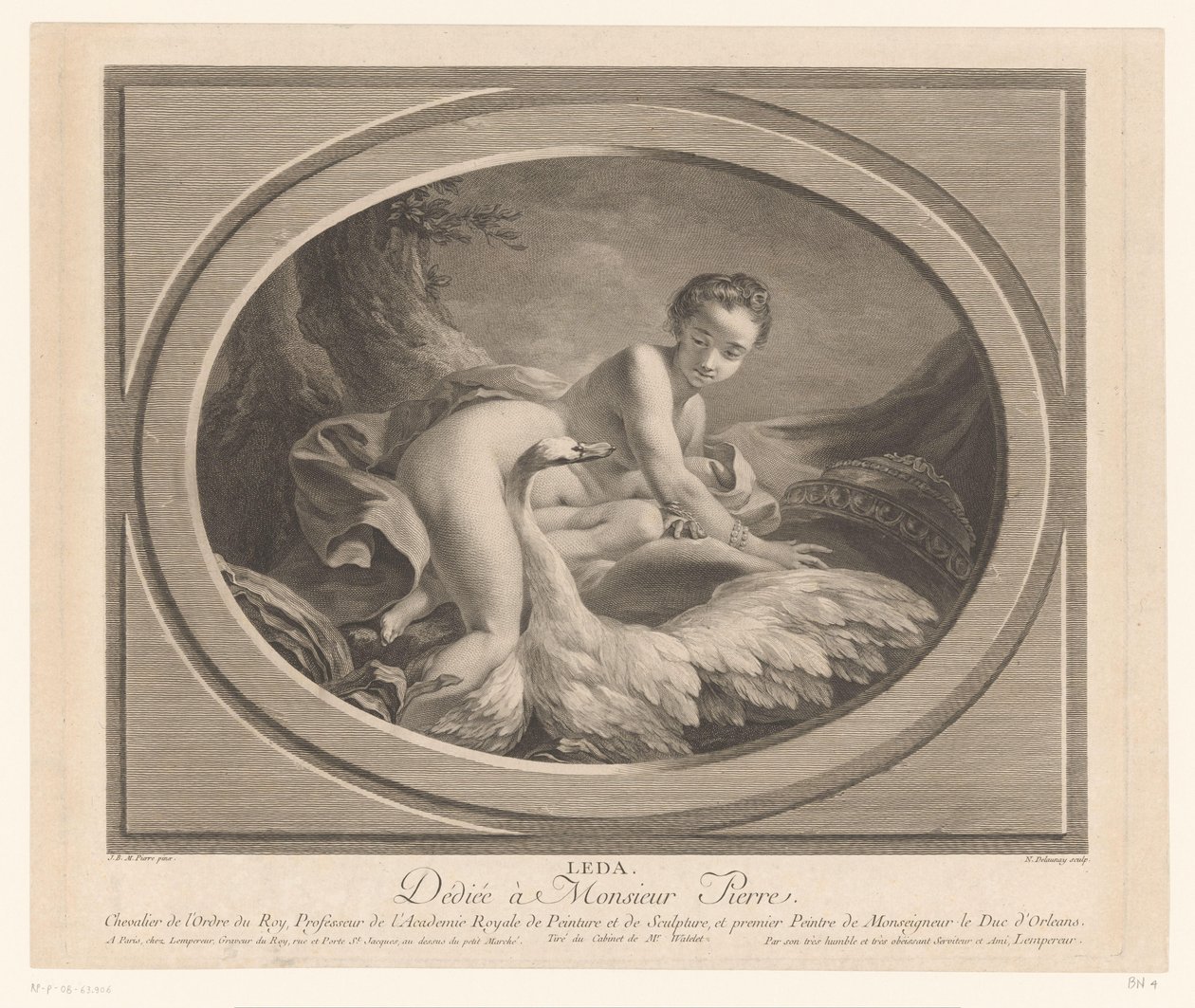 Léda és a hattyú Leda (cím a tárgyon) alkotó: Nicolas de Launay (goudsmid)
