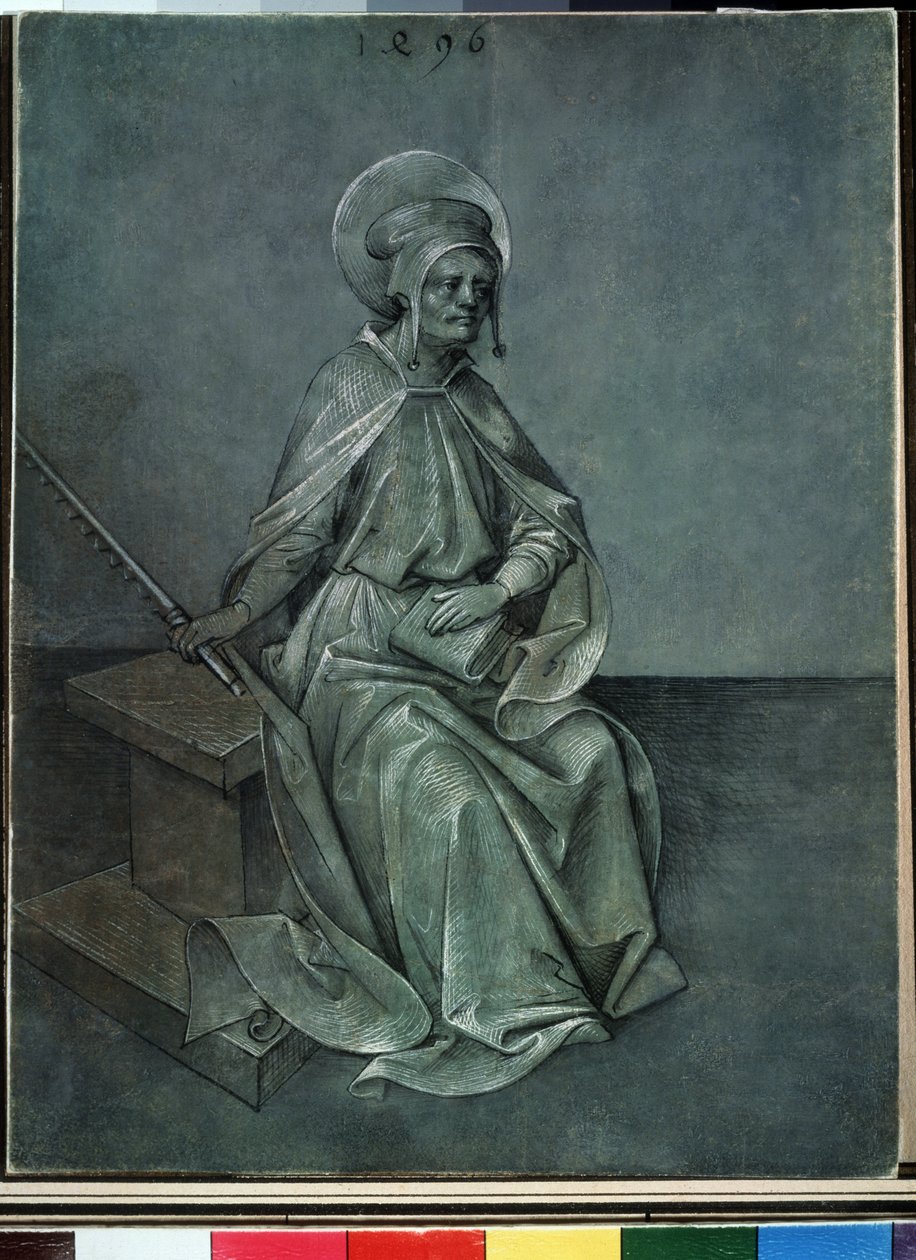 ""Simon apostol"" Nikolaus Alexander Mair von Landshut (1450-1510) akvarellje és tintája 1496 Puskin Múzeum, Moszkva alkotó: Nicolaus Alexander Mair von Landshut