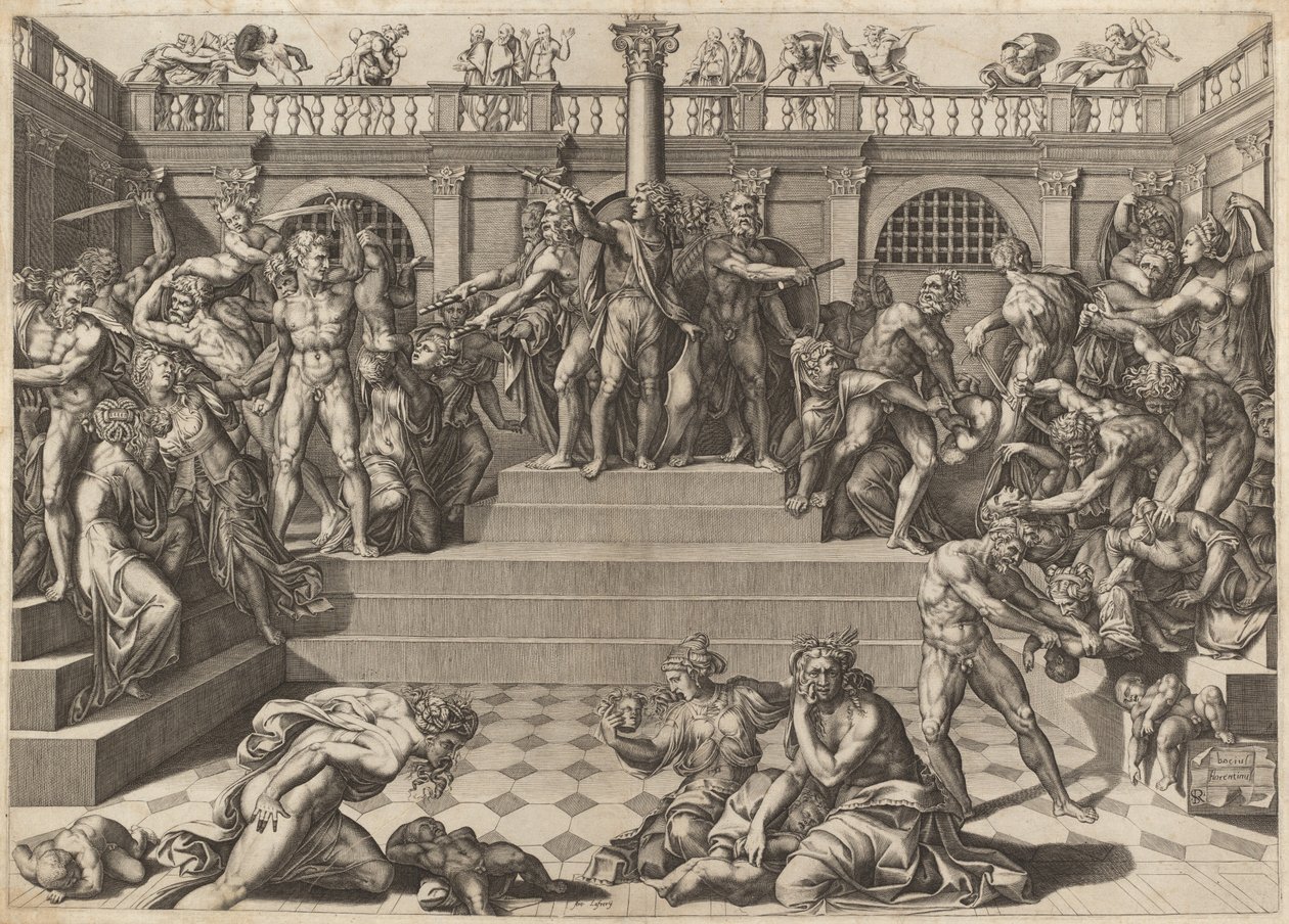 Az ártatlanok mészárlása alkotó: Nicolaus Beatrizet, after Marco Dente, after Baccio Bandinelli