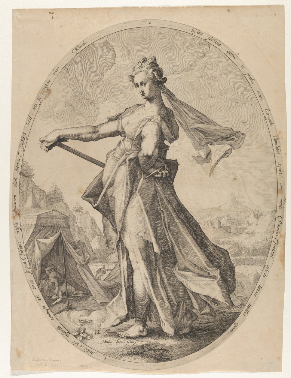 Jahel az Ószövetség hősei és hősnőiből, kb. 1597., kb. 1597. alkotó: Nicolaus Braeu