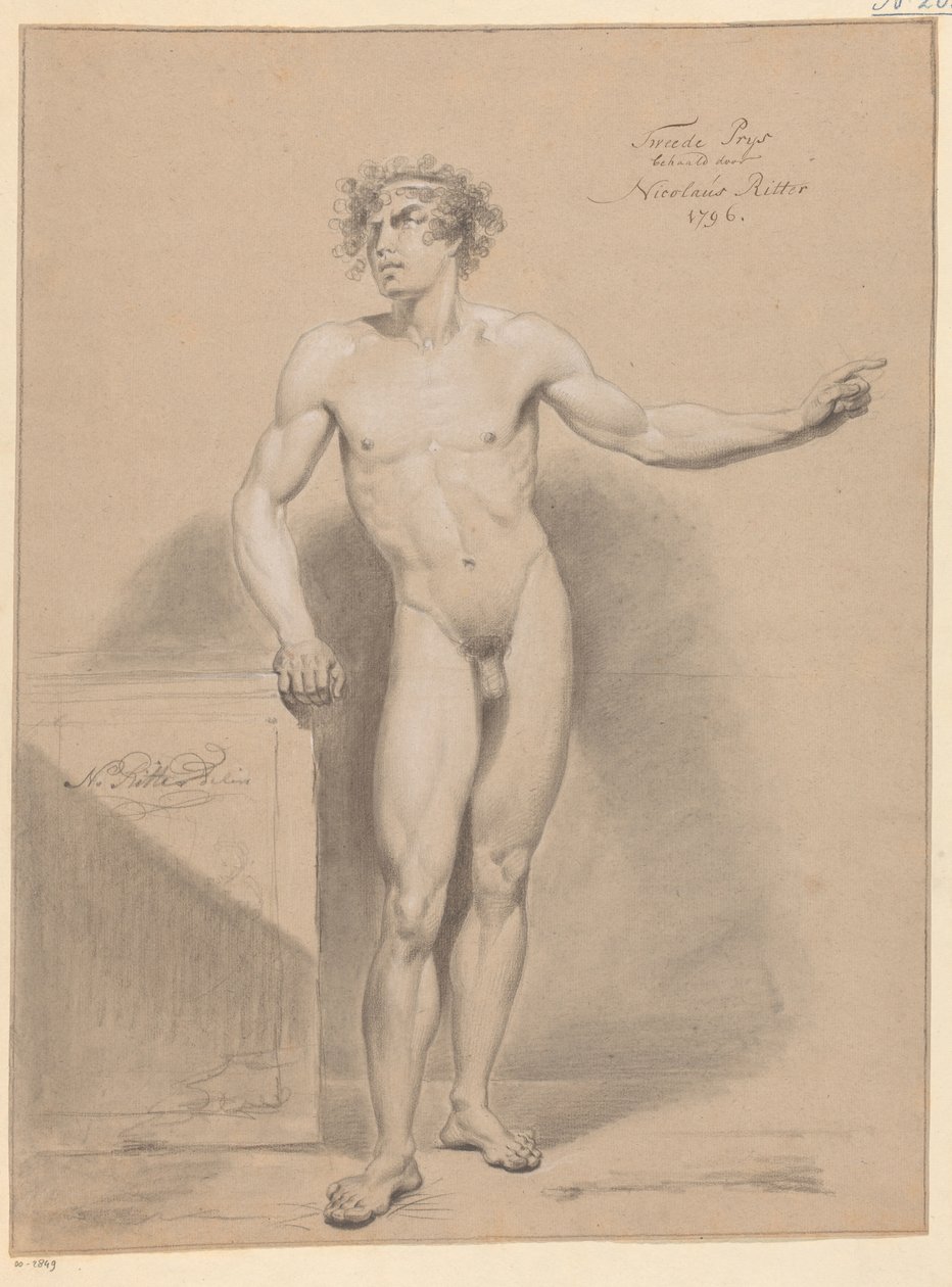 Álló férfi akt, elölről nézve (2. díj 1796) alkotó: Nicolaus Ritter jr.