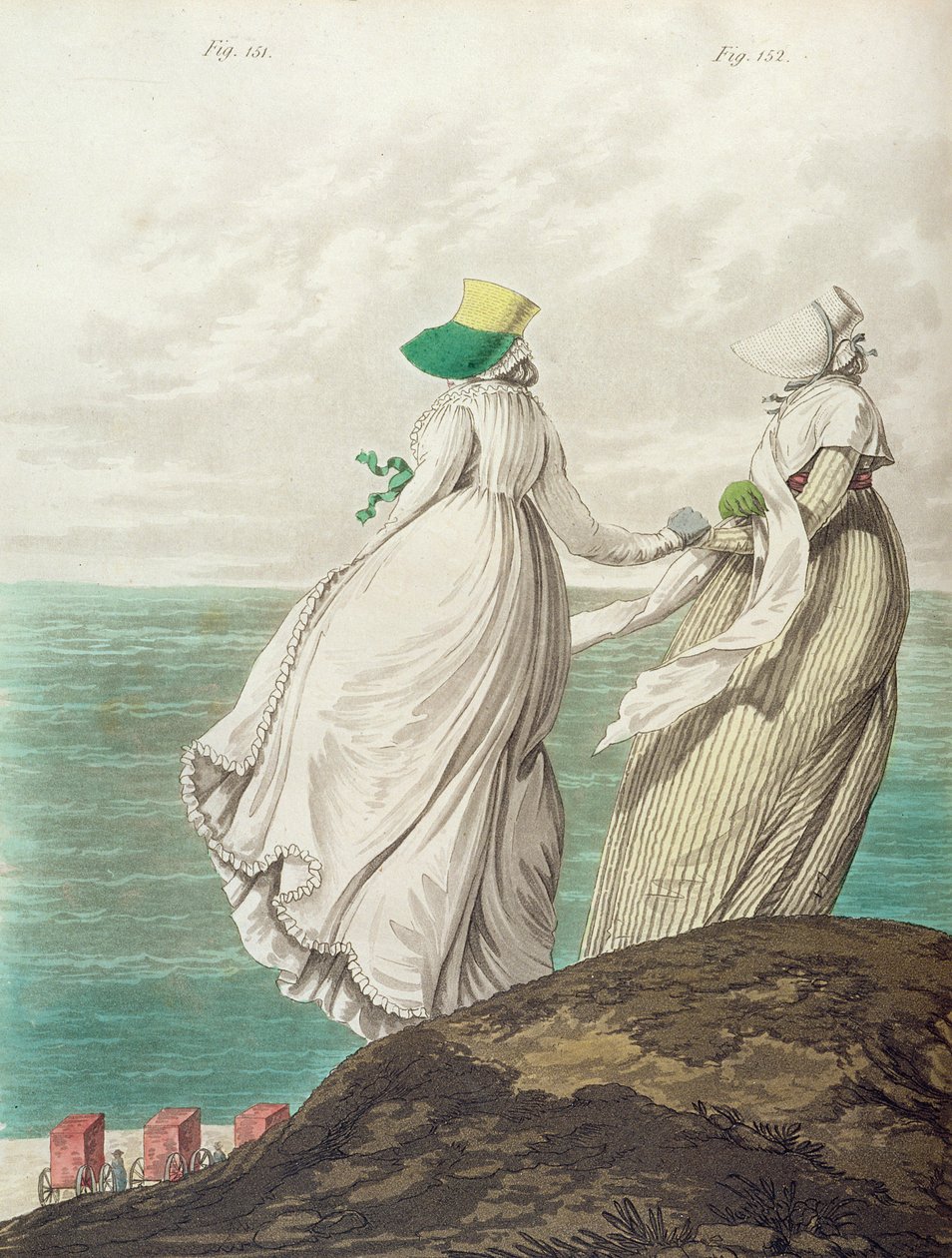 Fürdőhely, a "Gallery of Fashion"-ból, 1797 (színes metszet) alkotó: Nicolaus von Heideloff