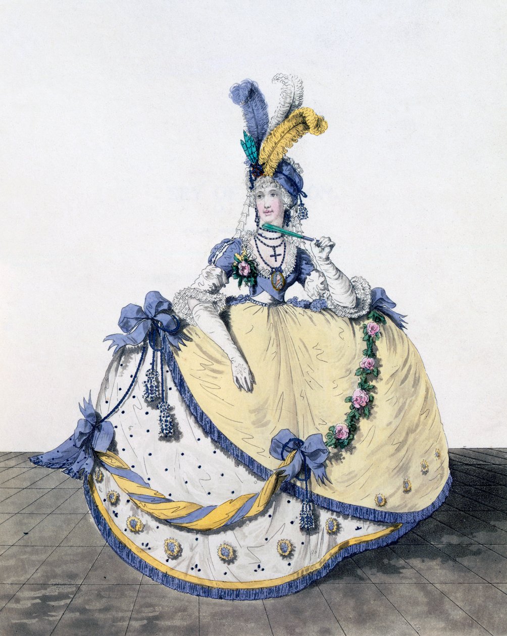 Udvari ruha, ábra. 106 a "The Gallery of Fashion"-ból, 1797 alkotó: Nicolaus von Heideloff