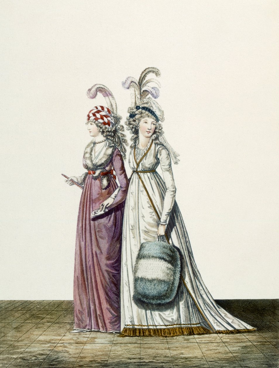 Esti ruhák, 34. és 35. ábra a "The Gallery of Fashion"-ból, 1797. alkotó: Nicolaus von Heideloff