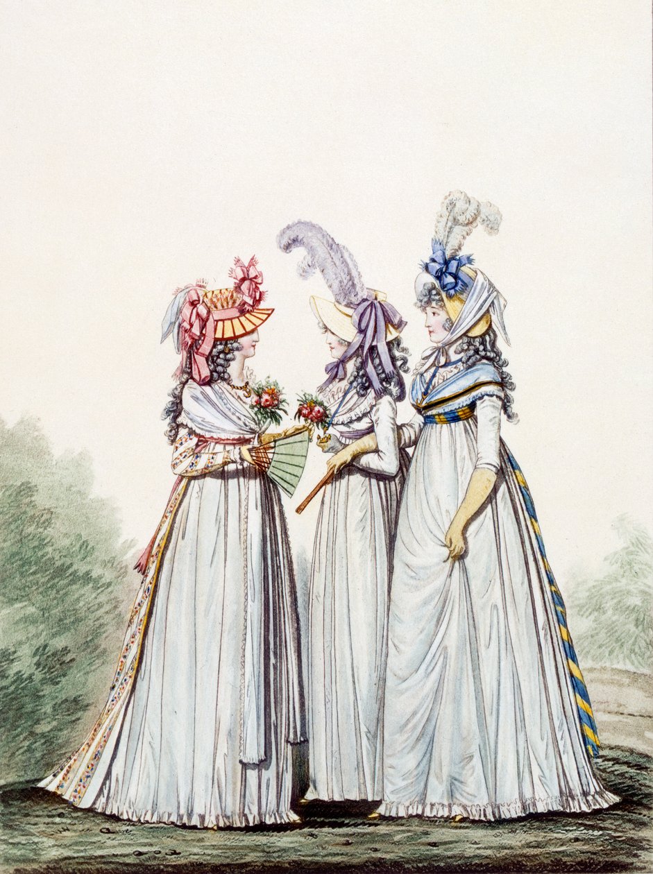 Reggeli ruhák, ábra. 16. ábra. 17. és ábra. 18-án a "The Gallery of Fashion"-ból, 1797 alkotó: Nicolaus von Heideloff
