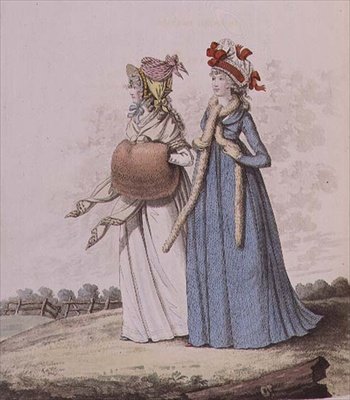 Reggeli ruhák, füge. 78. és 79. Nikolaus Heideloff "Gallery of Fashion" című művéből, 1795. december, II. alkotó: Nicolaus von Heideloff