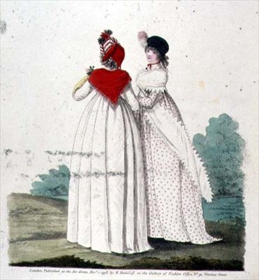 Két krinolin ruha a "Gallery of Fashion"-ból, N. Heidelofftól alkotó: Nicolaus von Heideloff