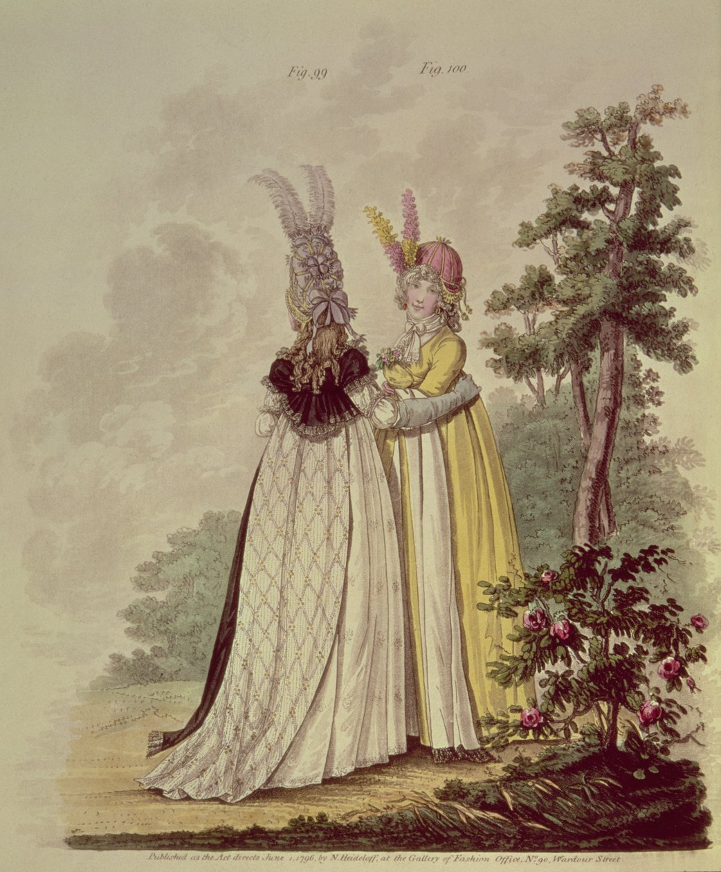 Sétálóruhák N. Heideloff "Gallery of Fashion" című művéből, 1796 (akvatinta) alkotó: Nicolaus von Heideloff