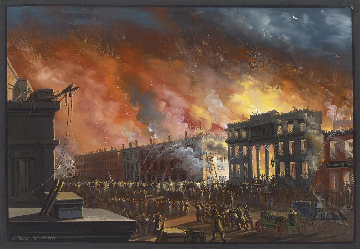 Kilátás a nagy tűzvészre New Yorkban, 1835, 1837 alkotó: Nicolino Calyo