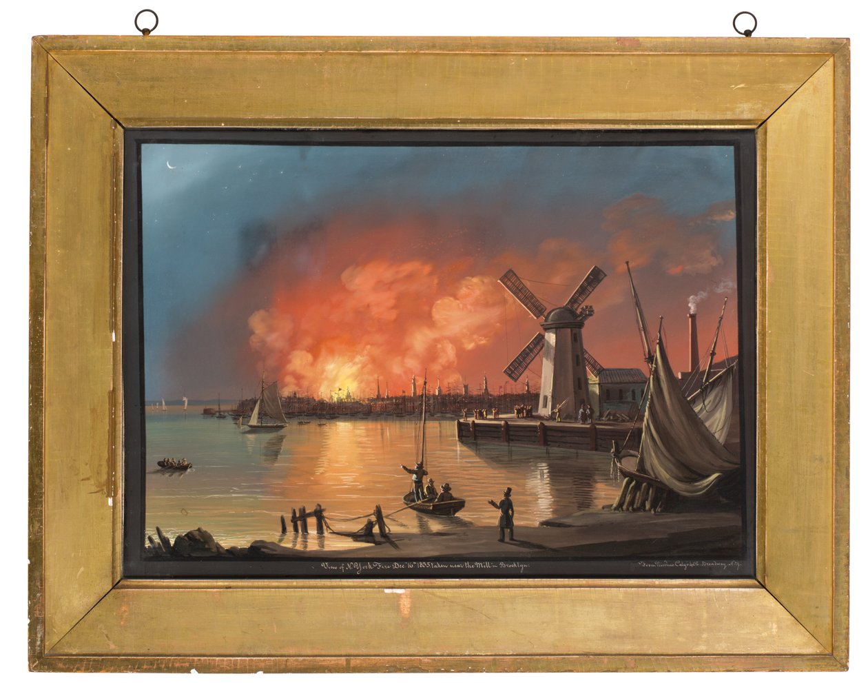 Kilátás a New York-i tűzről, a brooklyni malom közelében, 1835. december 16. alkotó: Nicolino Calyo