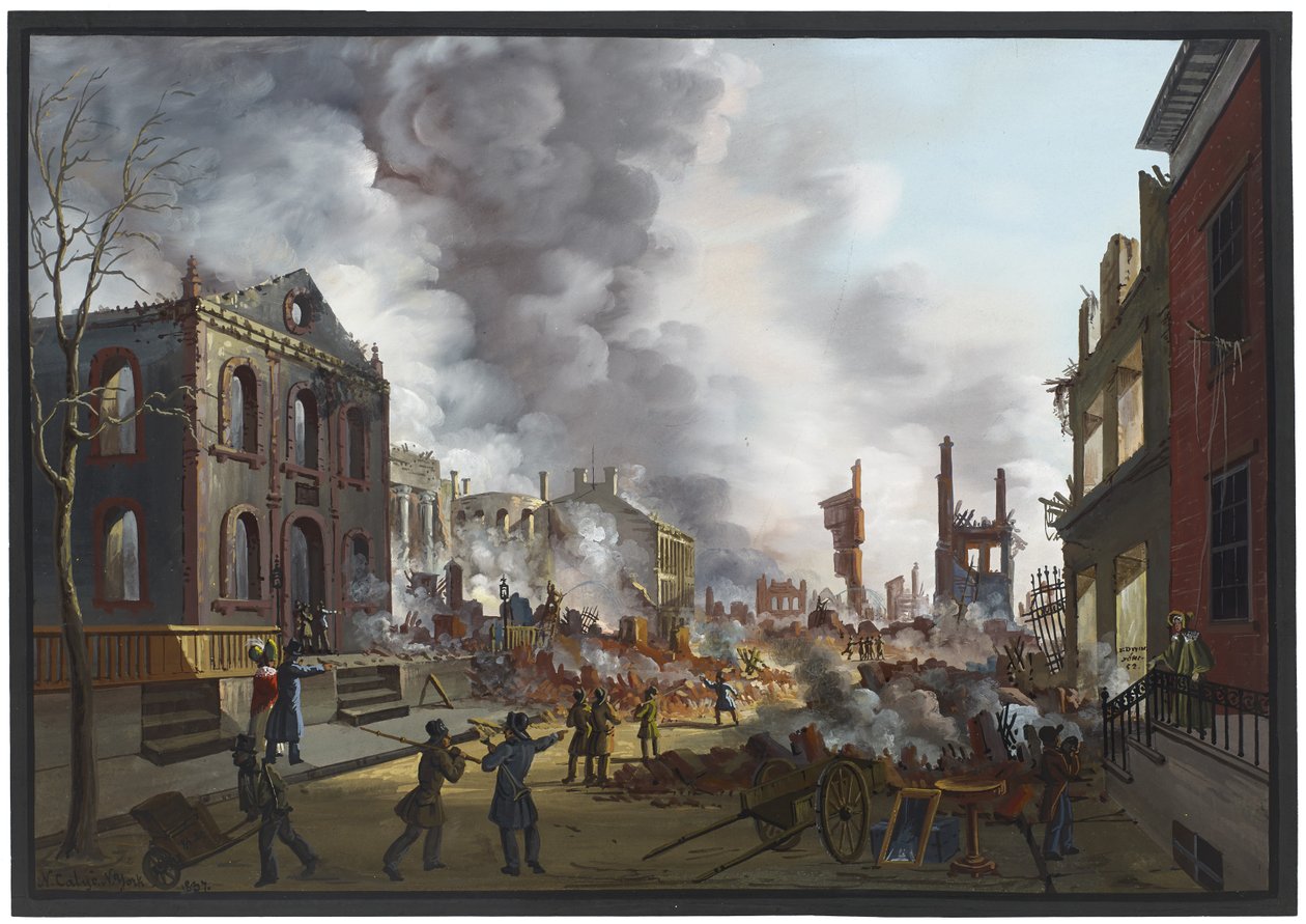 Kilátás a romokra a nagy tűzvész után New Yorkban, 1835, 1837 alkotó: Nicolino Calyo