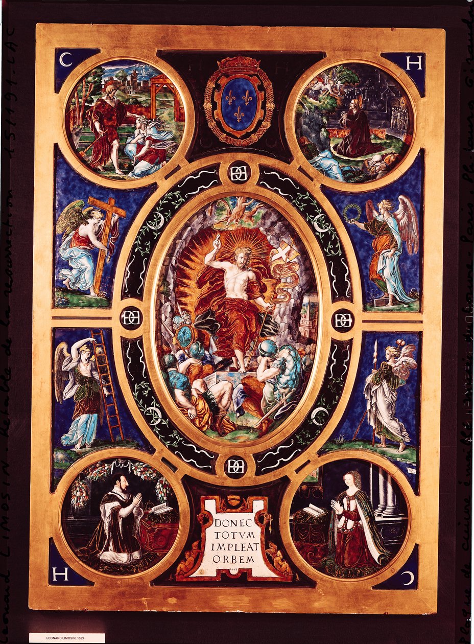 Sainte-Chapelle oltárképe, a feltámadást ábrázolva, zománcozott Leonard Limosin (1505-76) 1553 (zománcozott sárgaréz) alkotó: Nicolo dell Abate