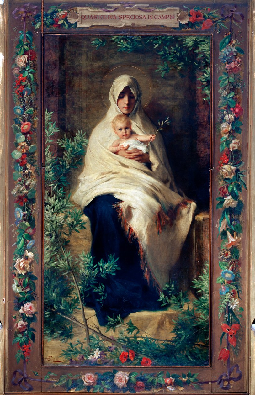 Az Olajfa Boldogasszonya Niccolo Barabino (1832-1891) festménye: 19. századi Genes, Santa Maria della Cella templom alkotó: Nicolo Barabino