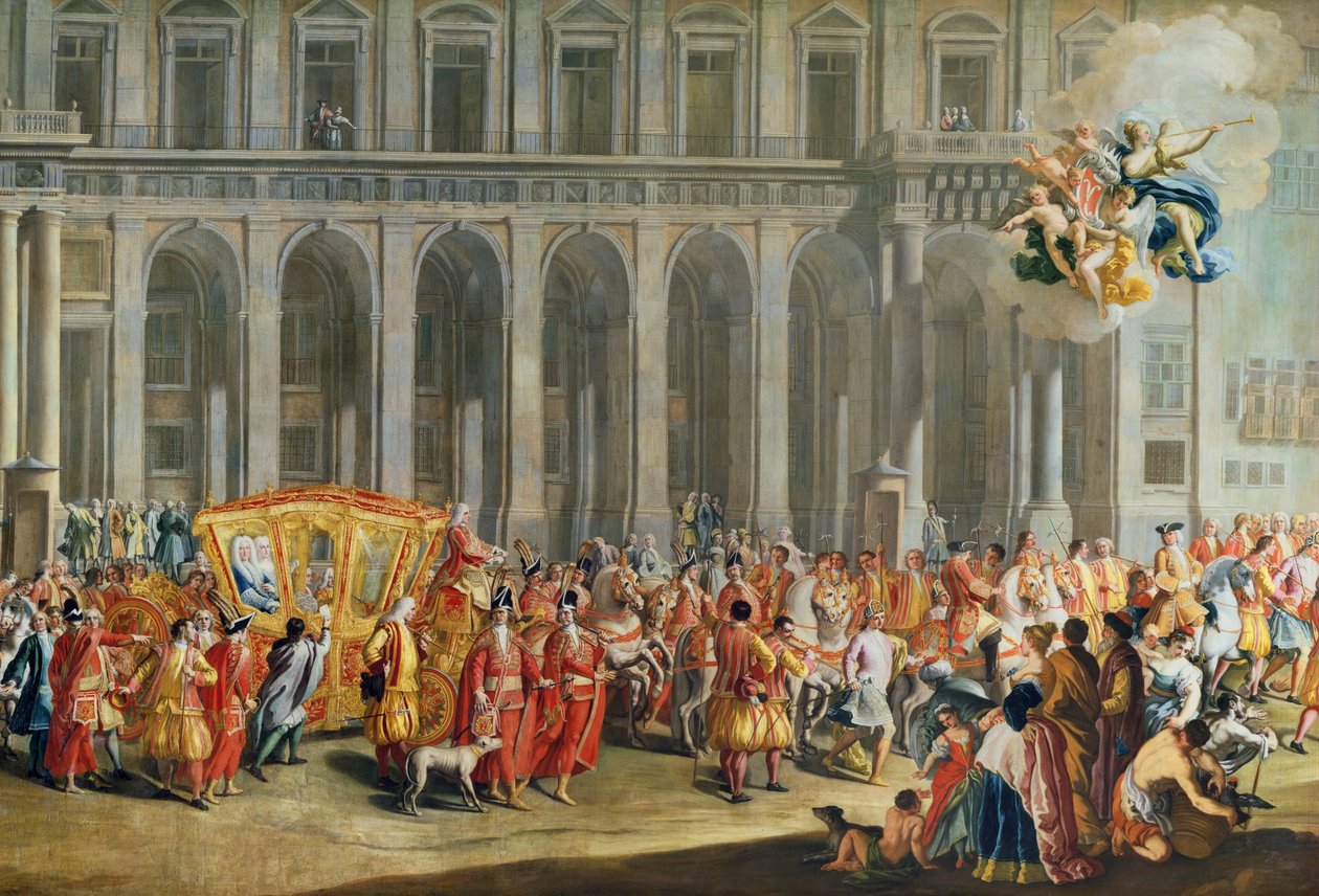 Alois Thomas von Harrach, Nápoly alkirályának (1669-1742) távozása a Palazzo Reale di Capodimonte-ból (részletesen lásd: 68613) alkotó: Nicolo Maria Russo or Rossi