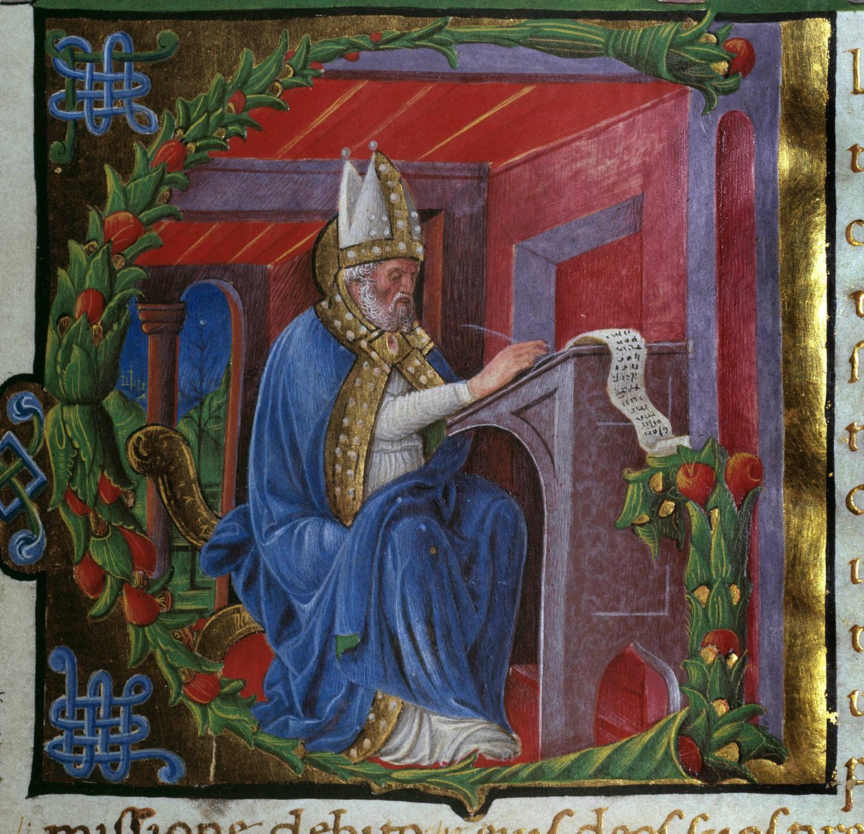 Szent Ágoston íróminiatűrje Nicolo Polanitól Hippói Szent Ágoston (354-430) „De civitate dei” (Isten városa) című könyvéből. 1459. Párizs, Bibliotheque sainte Genevieve alkotó: Nicolo Polani