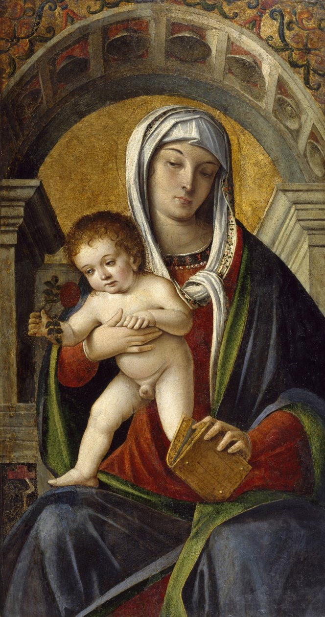 Triptichon-tábla Madonnával és gyermekével, 1490-1500 alkotó: Nicolo Rondinelli