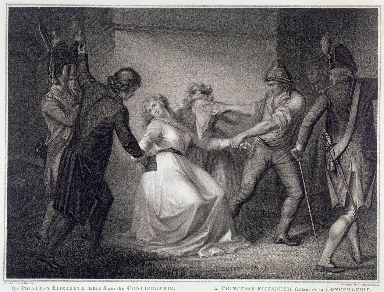 Francia forradalom: XVI. Lajos Erzsébet francia király nővére (1764-1794) 1794.10.05-én szabadult a Concierge börtönből. Niccolo Schiavonetti metszete (meghalt 1813-ban) Párizs, Musee Carnavalet alkotó: Nicolo Schiavonetti