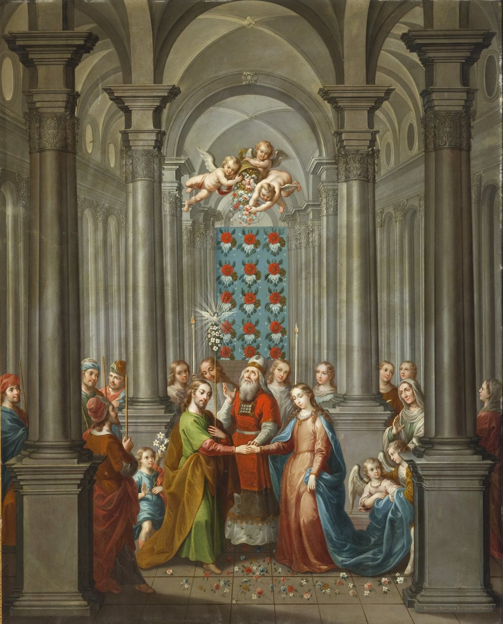 A Szűzanya házassága (Desposorios de la Virgen), 1745 (olaj, réz) alkotó: Nicolás Enríquez