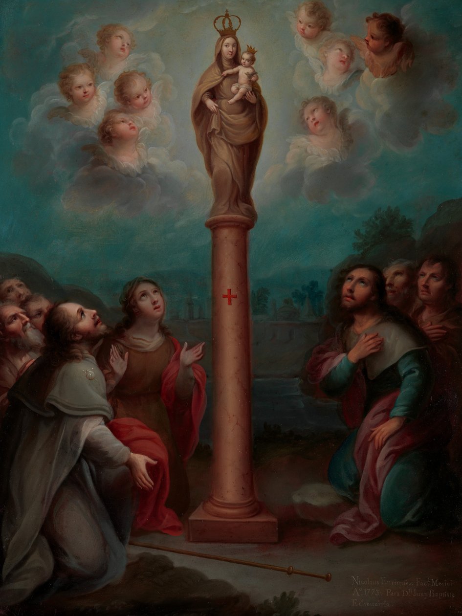 El Pilar Szűzanya jelenése Szent Jakabnak, 1773. alkotó: Nicolás Enríquez