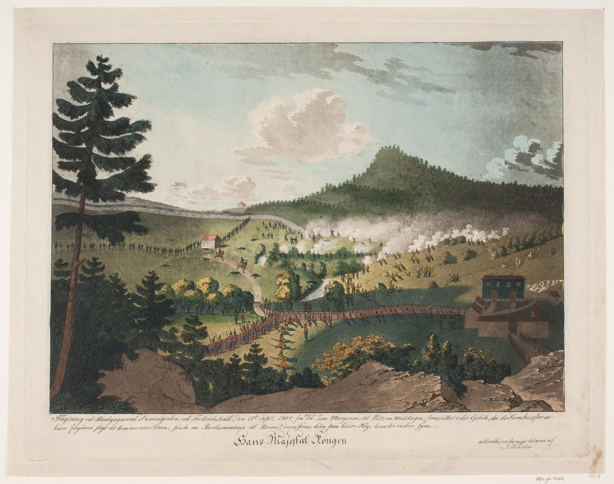 Vívás Berbyegaardnál Enningdalenben, Frederichshaldnál, 1808. szeptember 12. alkotó: Niels Truslew