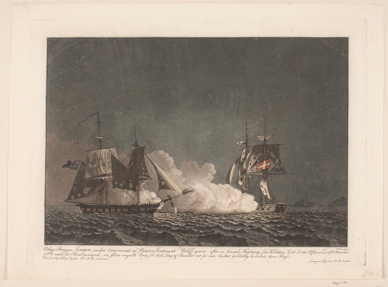 A csata a Lougen és egy angol brig között, 1808. március 14 alkotó: Niels Truslew
