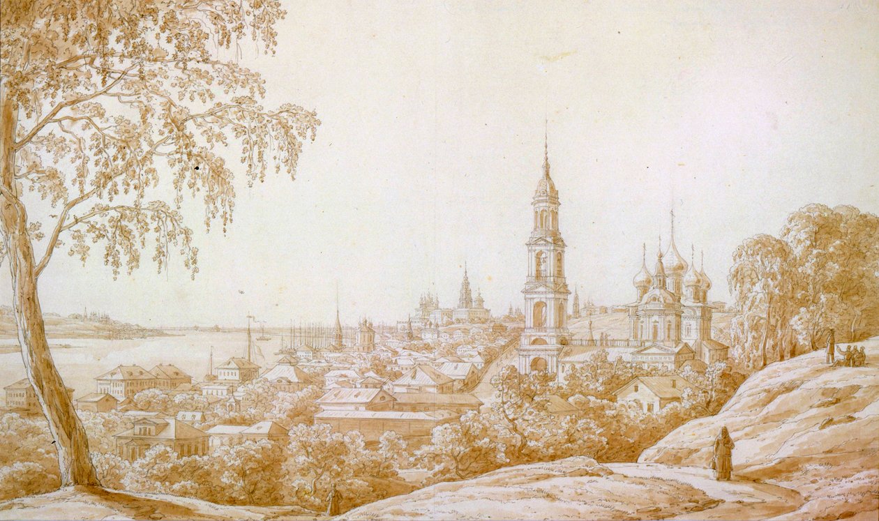 Kostroma kilátása, Oroszország, 1838. alkotó: Nikandor Grigorievich Chernetsov