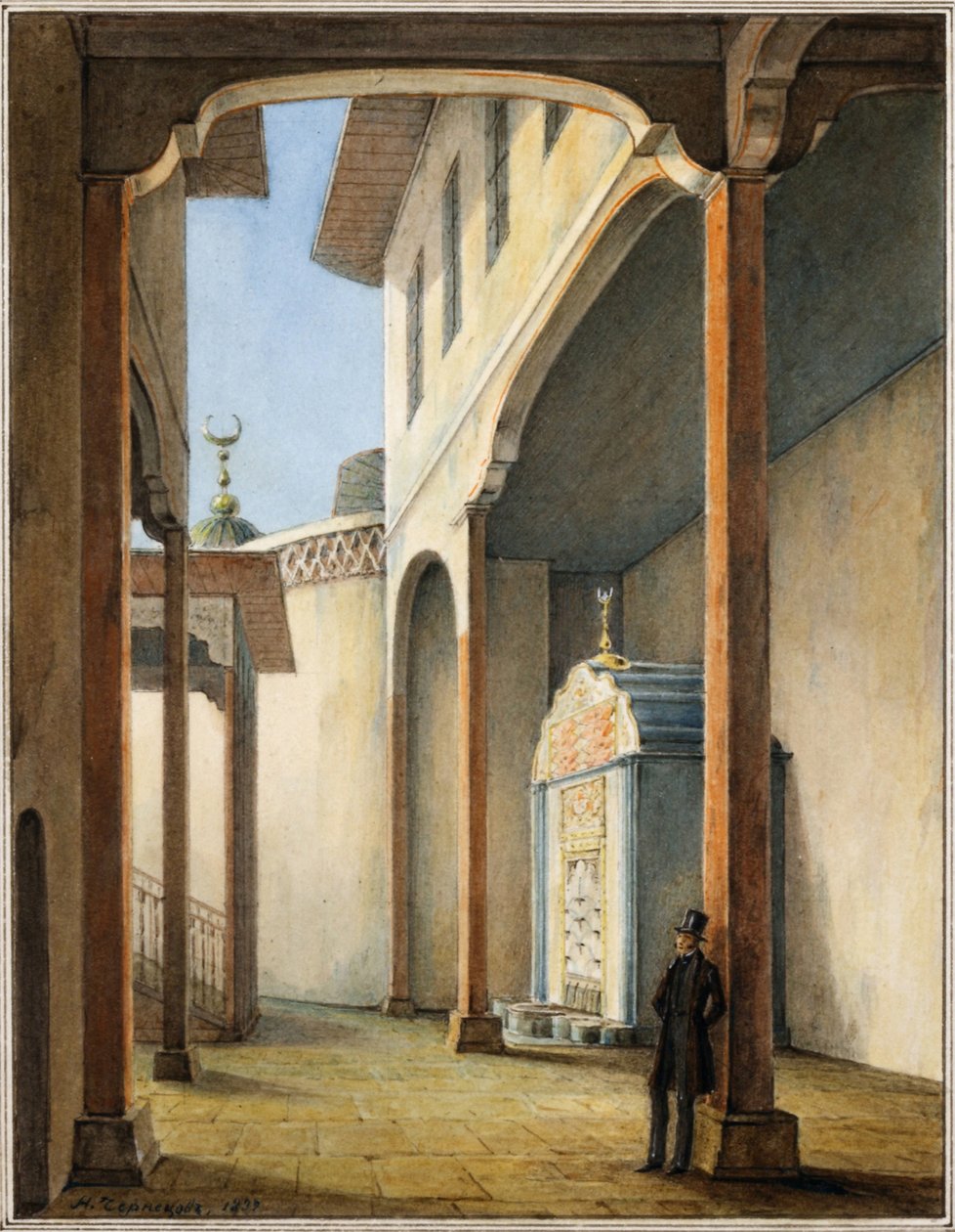 Alekszandr Puskin költő a Bahçesaray palotában, 1837 alkotó: Nikanor Grigoryevich Chernetsov