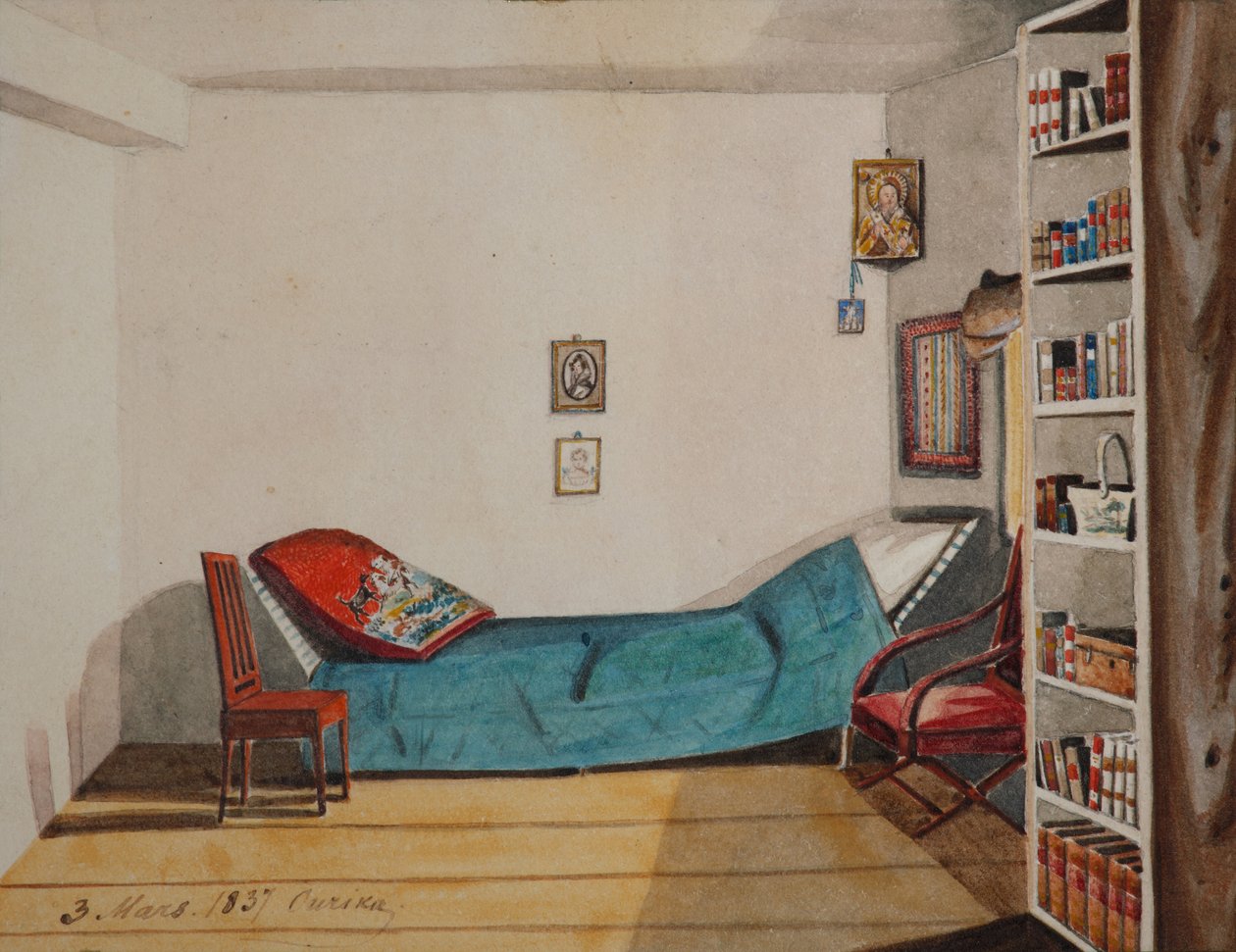 Nyikita Muravjov szobája száműzetésben Irkutszk tartományban, 1837 alkotó: Nikita Mikhailovich Muravyov