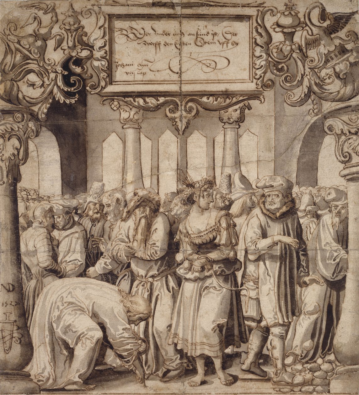 A házasságtörésen elhurcolt nő, 1527 alkotó: Niklaus Manuel