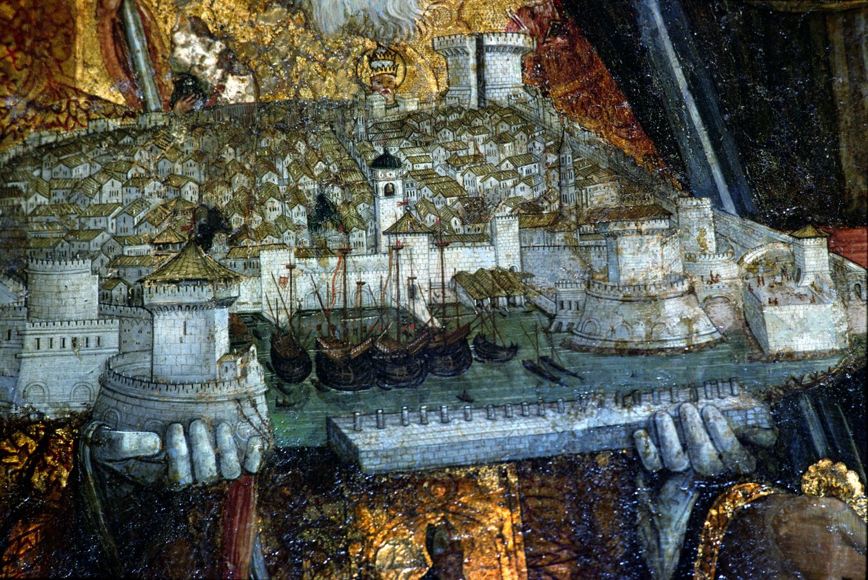 A fallal körülvett város, amelyet Szent Balázs vitt (részlet) (lásd: 136814) alkotó: Nikola Bozidarovic