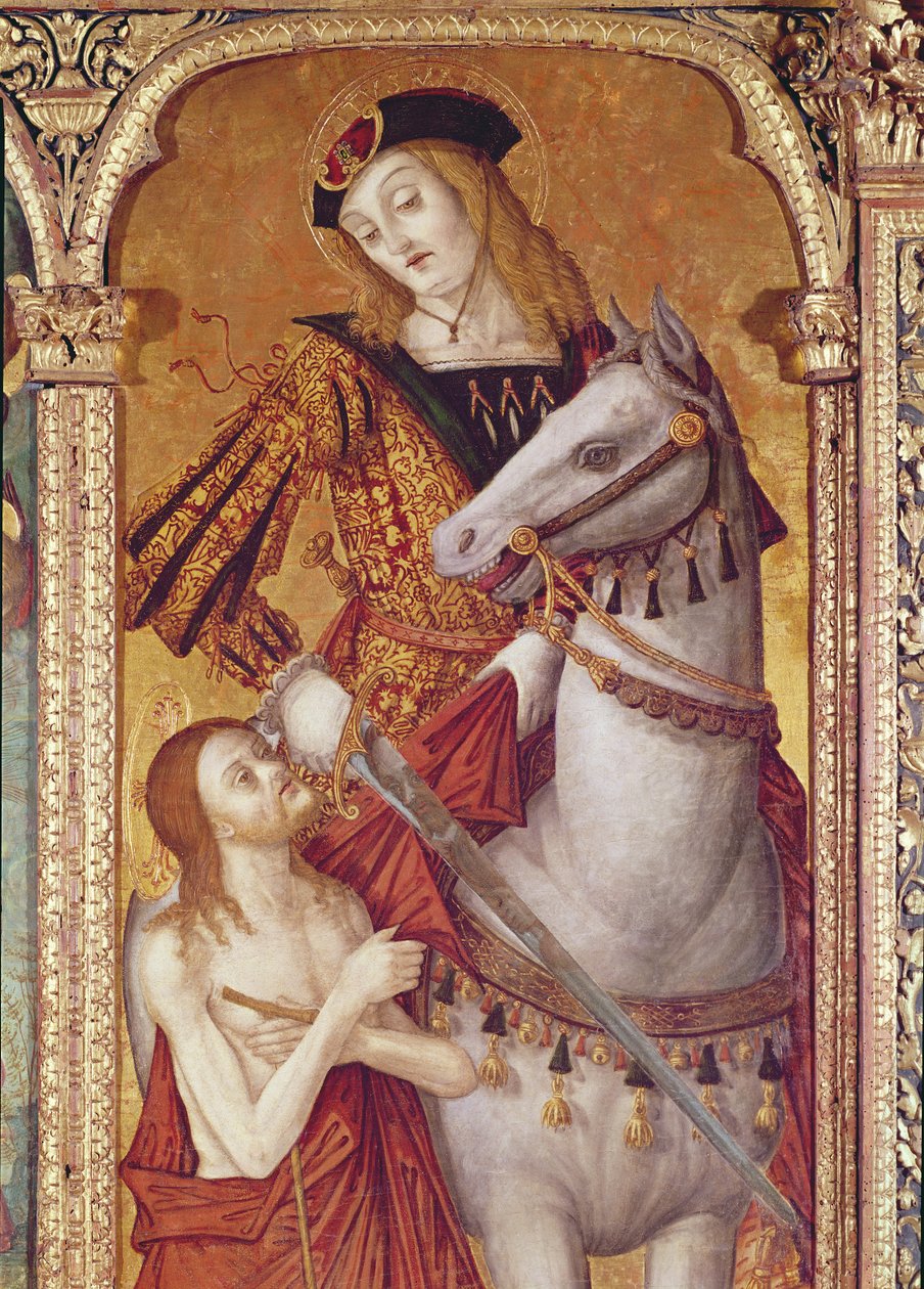 Szűz és gyermek SS-vel. Gergely és Márton, Szent Márton részlete, 1517 (tempera a panelen) alkotó: Nikola Bozidarovic