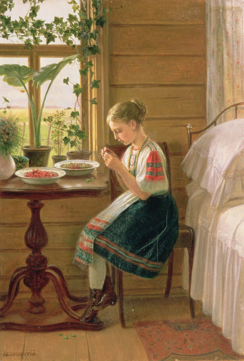 Bogyóhámozó lány, 1880 alkotó: Nikolai Mikhailovich Bykovsky