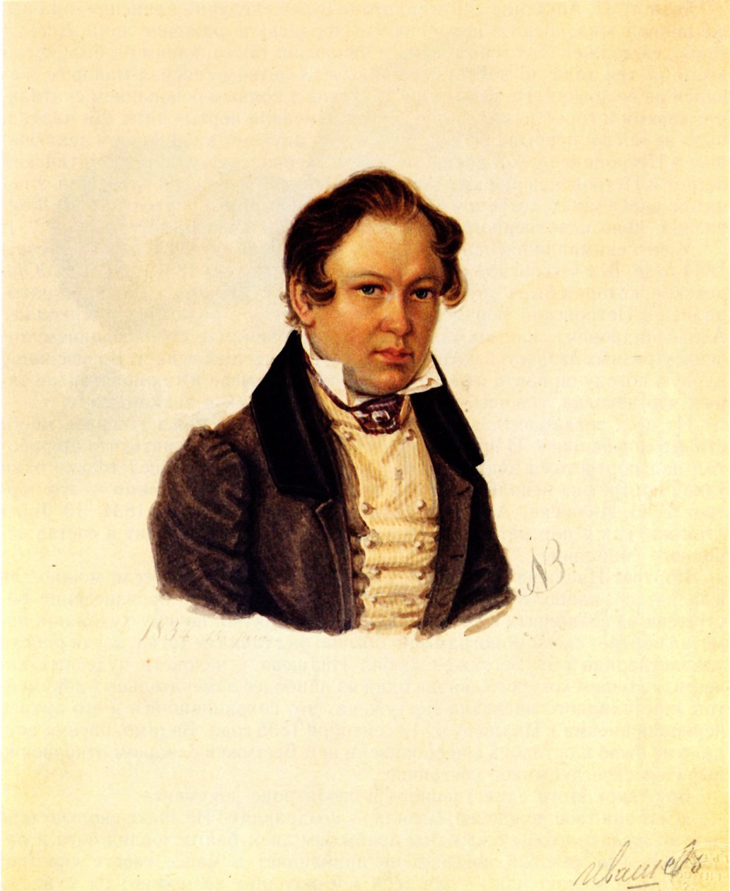 Vaszilij Ivasev dekabrist portréja 1797-1841, 1834 alkotó: Nikolai Alexandrovich Bestuzhev