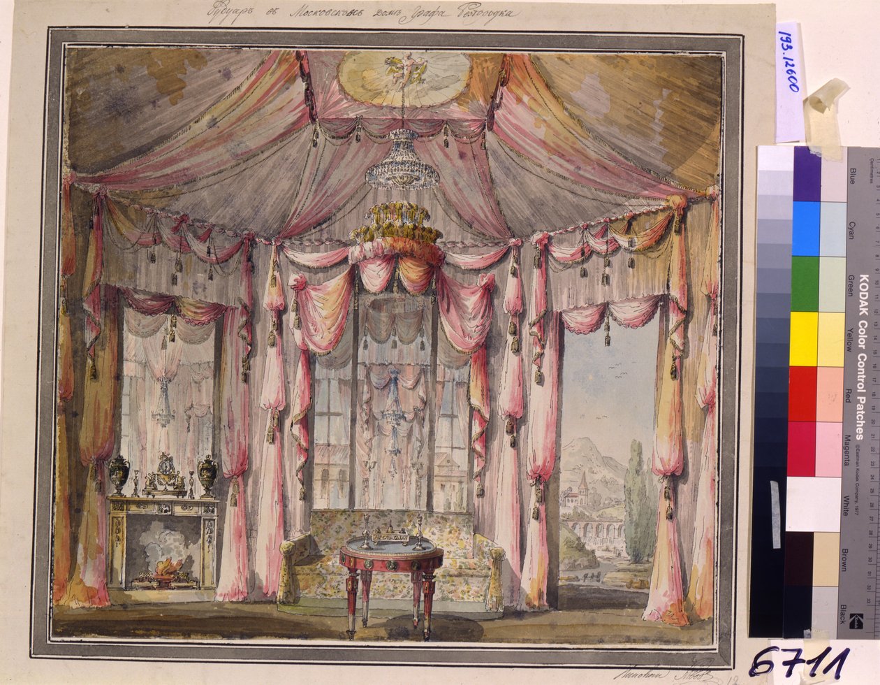 A budoár belső kialakítása a moszkvai Bezborodko gróf-házban, 1790-es évek alkotó: Nikolai Alexandrovich Lvov