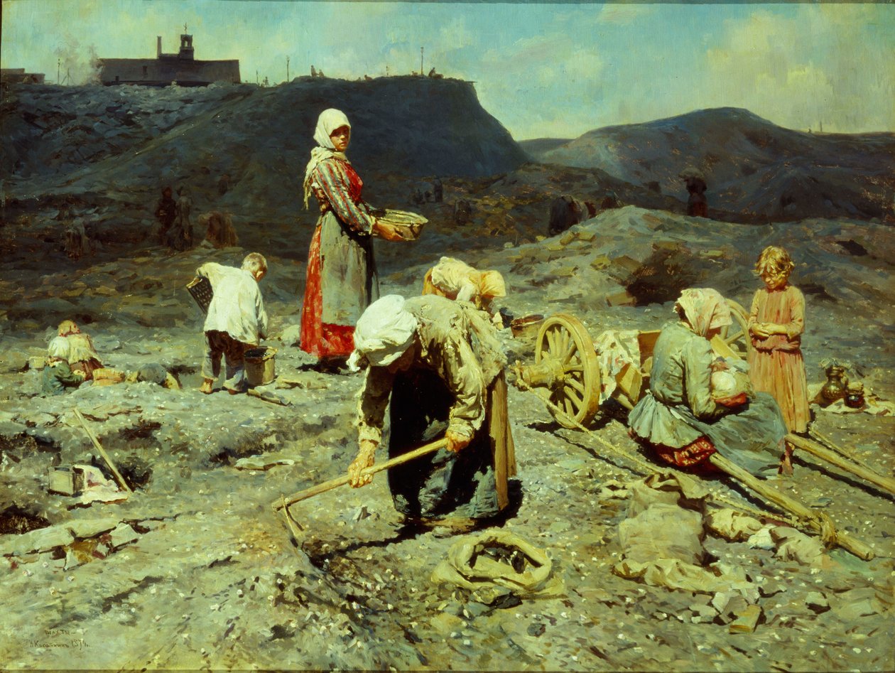 Szegények, szenet szednek, 1894. alkotó: Nikolai Alexeyevich Kasatkin