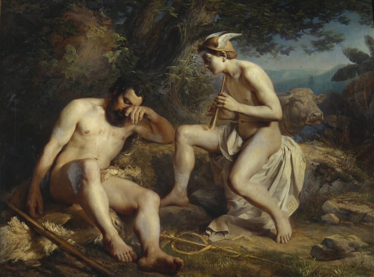 Mercury Argust álomba ringatja, 1864 alkotó: Nikolai Andreyevich Koshelev
