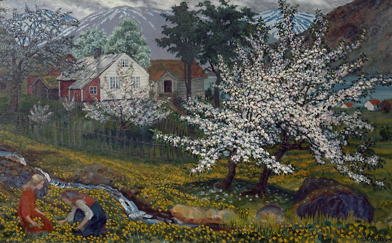 Virágzó almafa, Strømsbo Farm, 1912 körül (olaj, vászon) alkotó: Nikolai Astrup