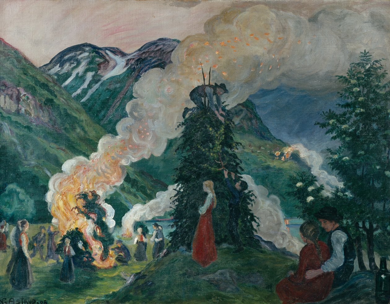 A nagy nyári tűz építése alkotó: Nikolai Astrup