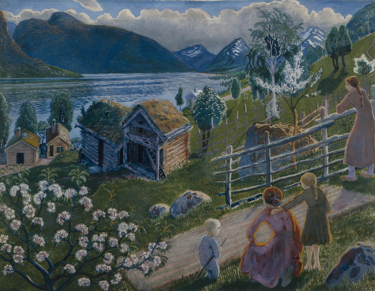 Szürke időjárás Sandalstrandban (olaj, vászon) alkotó: Nikolai Astrup