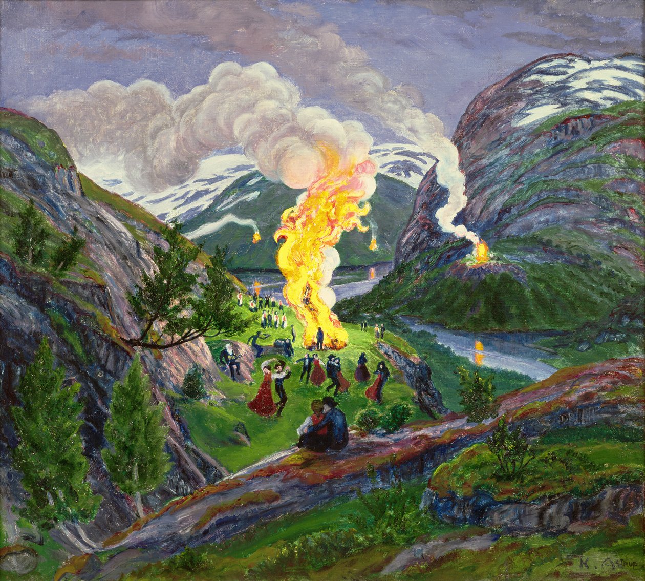 Szentivántűz (olaj, vászon) alkotó: Nikolai Astrup