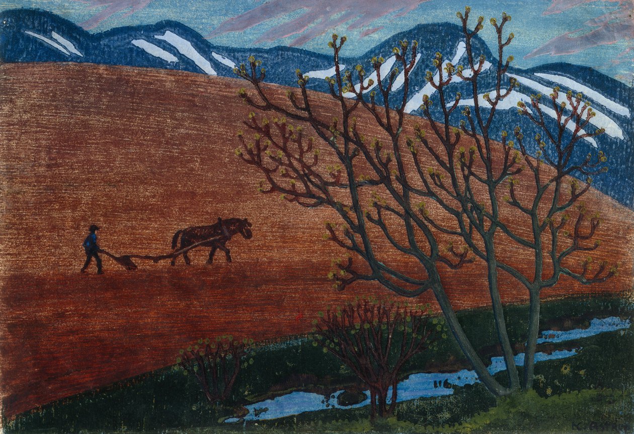 Szántó éjszaka alkotó: Nikolai Astrup