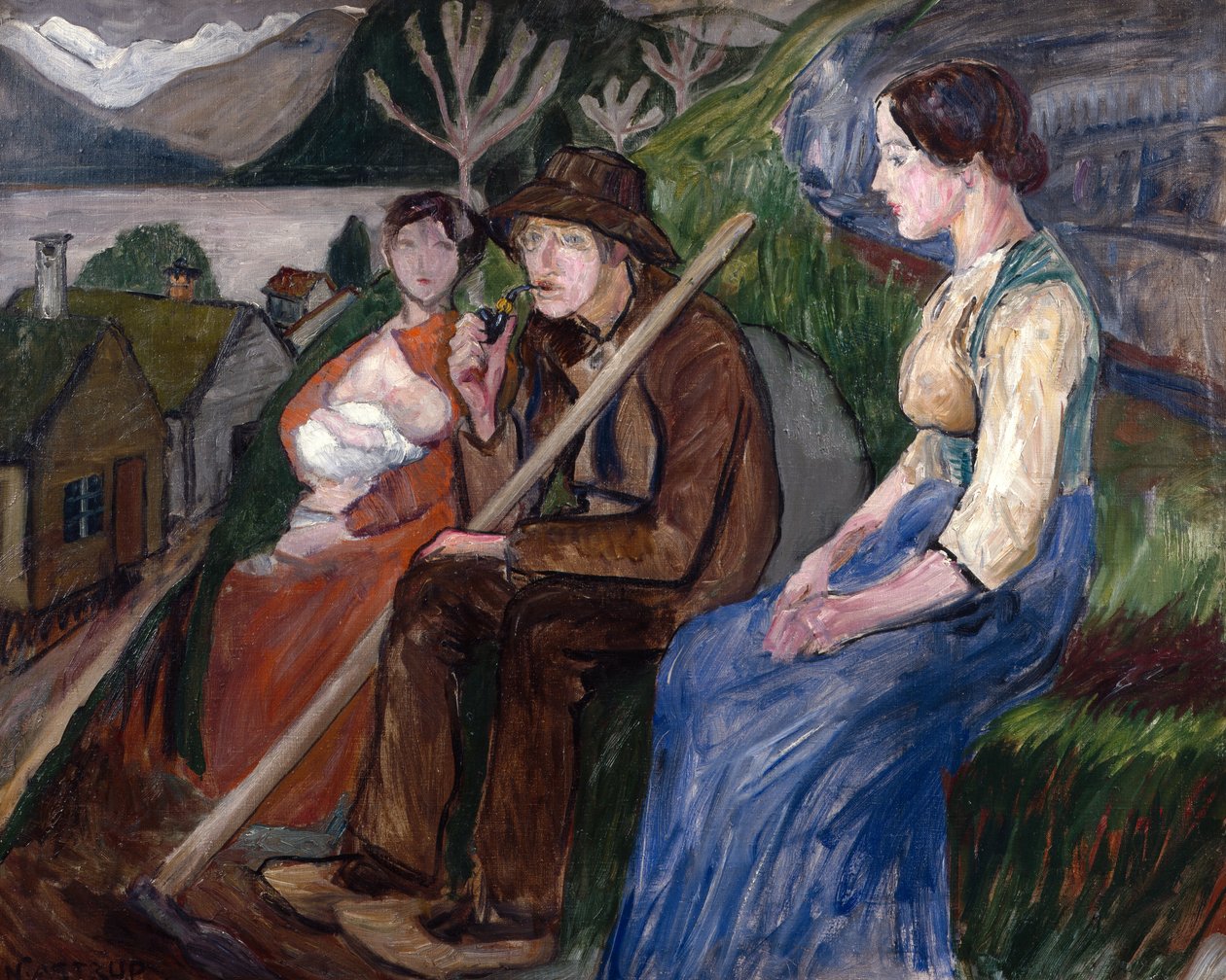 Önarckép otthon (az udvaron) alkotó: Nikolai Astrup