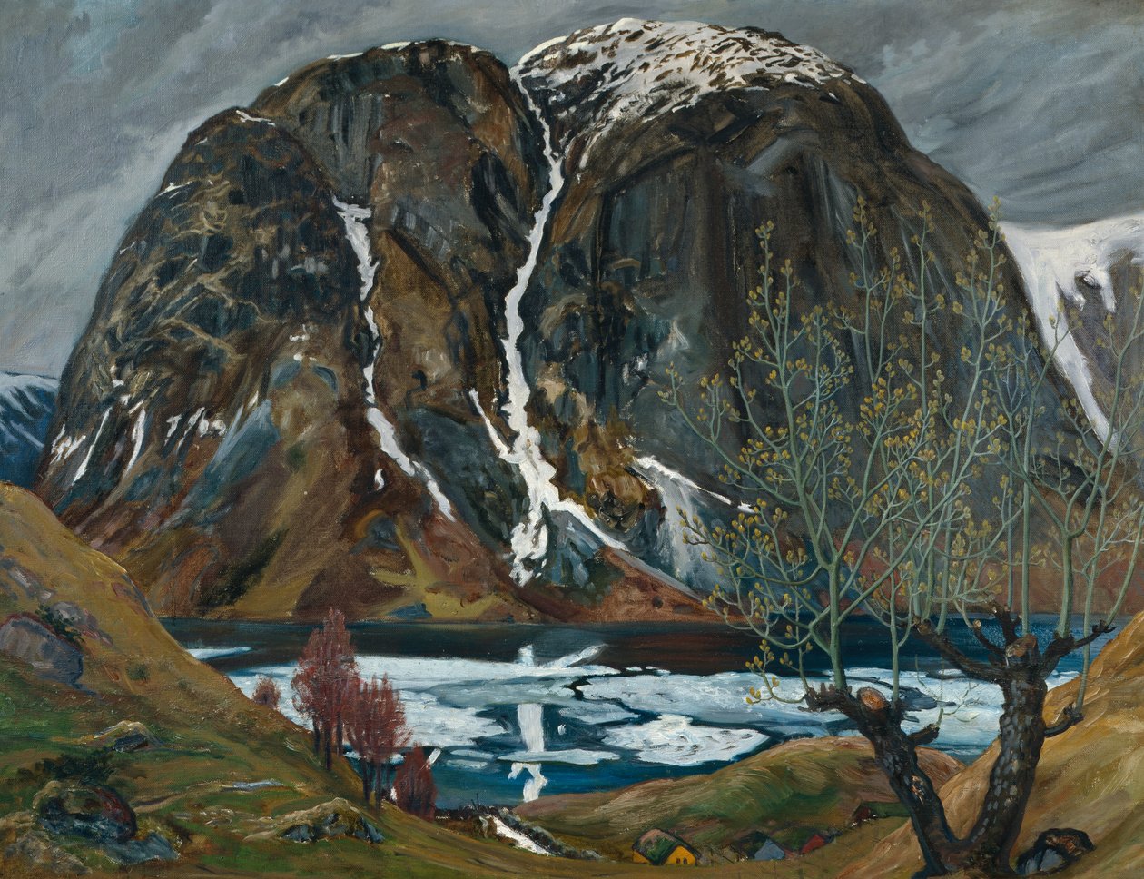 Tavaszi olvadás a domb alatt alkotó: Nikolai Astrup