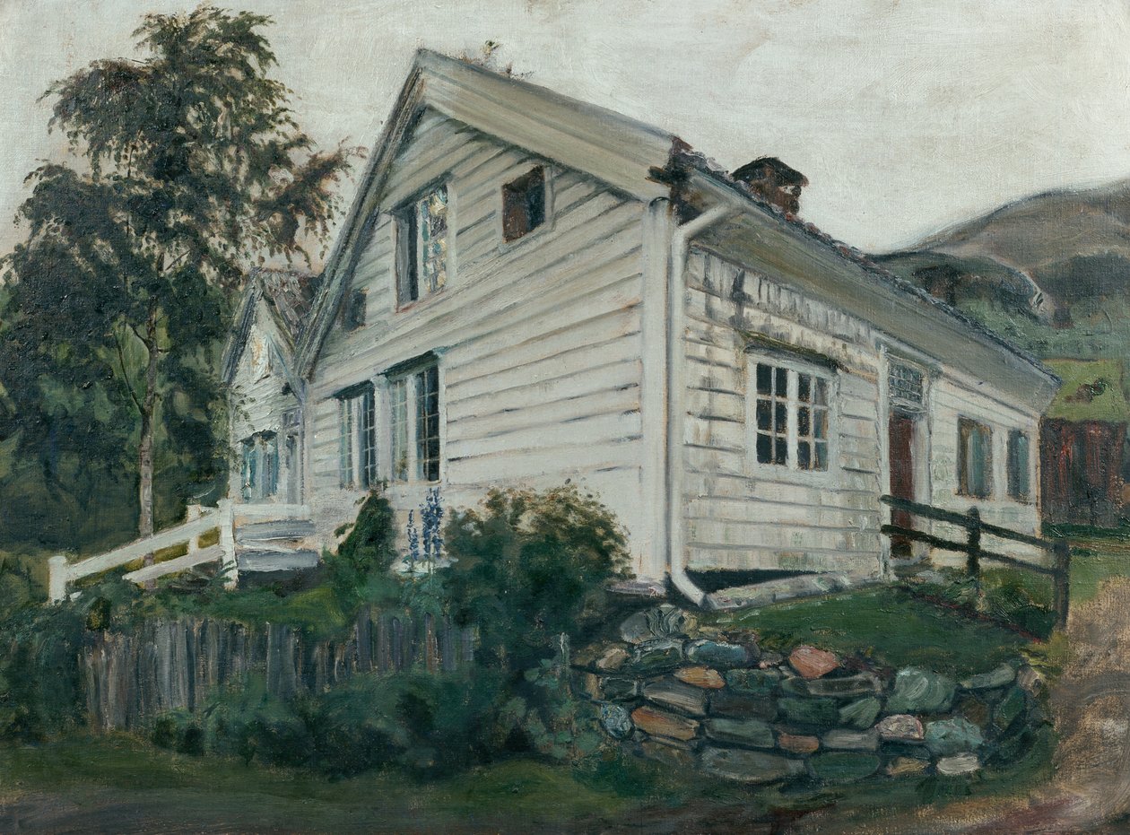 A plébánia esős időben alkotó: Nikolai Astrup